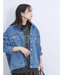 Samansa Mos2 blue | ビッグデニムジャケット(ノーカラージャケット)