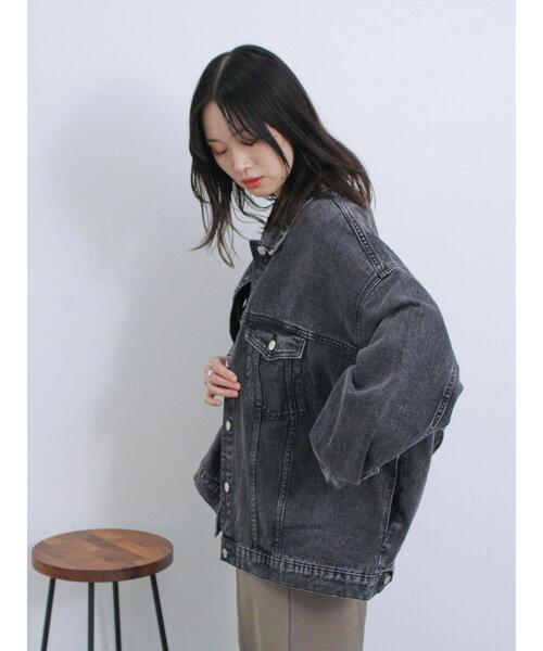 Samansa Mos2 blue(サマンサモスモスブルー)の「ビッグデニムジャケット(ノーカラージャケット・レディース・ブラック/ブルー・F)」の20枚目の写真