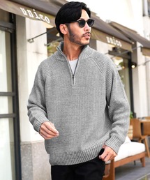 ハーフジップ」に該当するニット/セーター（グレー/灰色系・無地