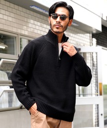 jiggys shop | ハーフジップ あぜ編み 洗えるニット セーター(ニット/セーター)