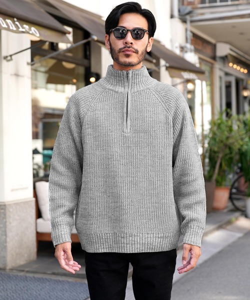 jiggys shop(ジギーズショップ)の「ハーフジップ あぜ編み 洗えるニット セーター(ニット/セーター・メンズ・ホワイト/ミックスグレー/ブラック・X-LARGE/LARGE/MEDIUM/SMALL)」の16枚目の写真