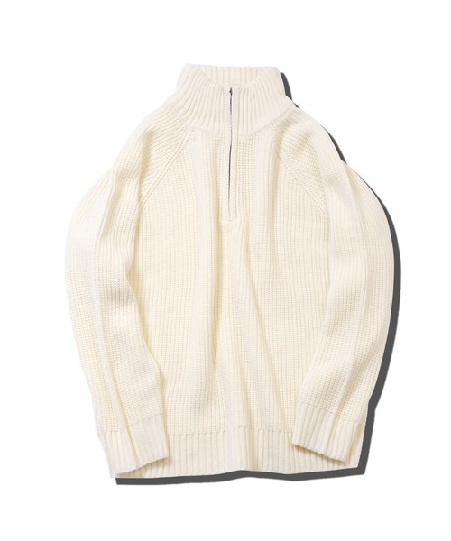 jiggys shop(ジギーズショップ)の「ハーフジップ あぜ編み 洗えるニット セーター(ニット/セーター・メンズ・ホワイト/ミックスグレー/ブラック・X-LARGE/LARGE/MEDIUM/SMALL)」の7枚目の写真