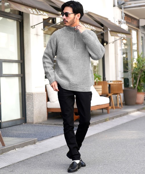 jiggys shop(ジギーズショップ)の「ハーフジップ あぜ編み 洗えるニット セーター(ニット/セーター・メンズ・ホワイト/ミックスグレー/ブラック・X-LARGE/LARGE/MEDIUM/SMALL)」の15枚目の写真