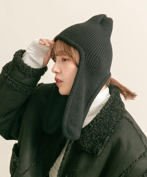 KBF(ケイビーエフ)の「ロングイヤーフラップニットキャップ(ニットキャップ/ビーニー・レディース・ブラック/ベージュ/レッド・ONE)」の10枚目の写真