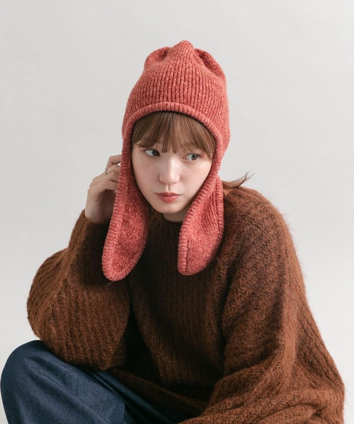 KBF(ケイビーエフ)の「ロングイヤーフラップニットキャップ(ニットキャップ/ビーニー・レディース・ブラック/ベージュ/レッド・ONE)」の21枚目の写真