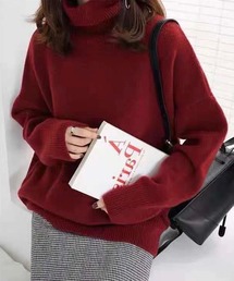 ゆったりタートルネックニット レディース