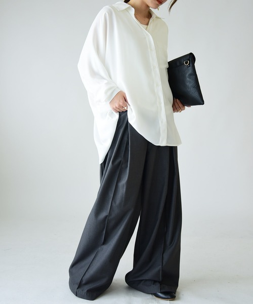 and it_（アンドイット）の「タックワイドパンツ（その他パンツ・レディース・グレー/ブラック・L/M/LL）」の8枚目の写真