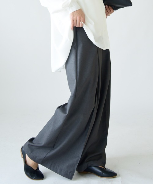 and it_（アンドイット）の「タックワイドパンツ（その他パンツ・レディース・グレー/ブラック・L/M/LL）」の10枚目の写真