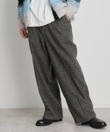 ◆タックワイドスラックス ブラック/グレンチェック/ブラウンチェック