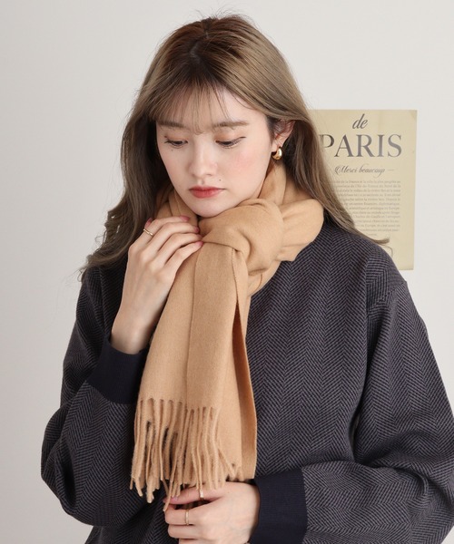 FUNALIVE（ファンアライブ）の「無地 厚手 ウールストール（ストール/ショール・メンズ・ブラック/キャメル/ブラウン/グリーン/レッド/ネイビー/チャコール/パープル/ベージュ/グレー・FREE）」の6枚目の写真