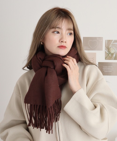 FUNALIVE（ファンアライブ）の「無地 厚手 ウールストール（ストール/ショール・メンズ・ブラック/キャメル/ブラウン/グリーン/レッド/ネイビー/チャコール/パープル/ベージュ/グレー・FREE）」の5枚目の写真