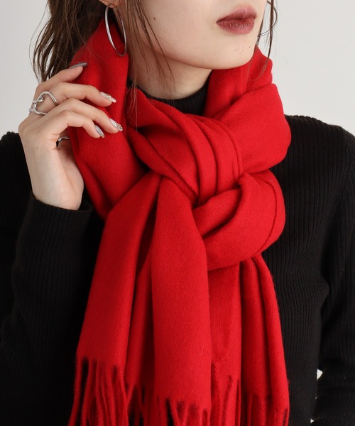 FUNALIVE（ファンアライブ）の「無地 厚手 ウールストール（ストール/ショール・メンズ・ブラック/キャメル/ブラウン/グリーン/レッド/ネイビー/チャコール/パープル/ベージュ/グレー・FREE）」の10枚目の写真