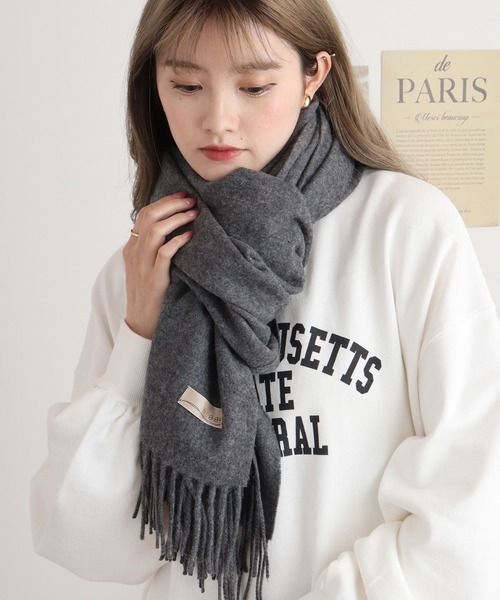 FUNALIVE（ファンアライブ）の「無地 厚手 ウールストール（ストール/ショール・メンズ・ブラック/キャメル/ブラウン/グリーン/レッド/ネイビー/チャコール/パープル/ベージュ/グレー・FREE）」の4枚目の写真