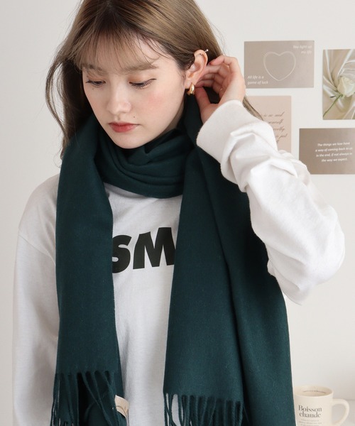 FUNALIVE（ファンアライブ）の「無地 厚手 ウールストール（ストール/ショール・メンズ・ブラック/キャメル/ブラウン/グリーン/レッド/ネイビー/チャコール/パープル/ベージュ/グレー・FREE）」の16枚目の写真