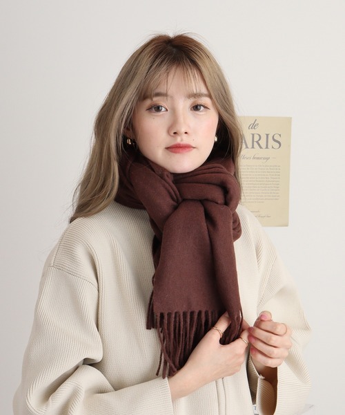 FUNALIVE（ファンアライブ）の「無地 厚手 ウールストール（ストール/ショール・メンズ・ブラック/キャメル/ブラウン/グリーン/レッド/ネイビー/チャコール/パープル/ベージュ/グレー・FREE）」の14枚目の写真