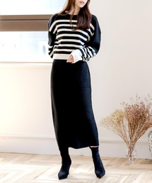 Julia Boutique | 無地＆ボーダーニットセットアップ(ワンピース)