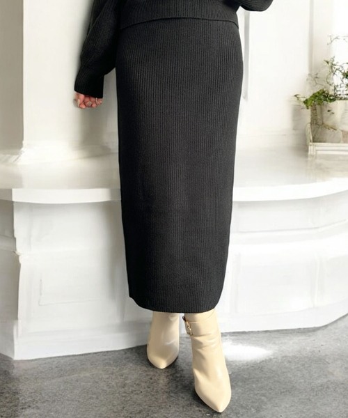 Julia Boutique(ジュリアブティック)の「無地&ボーダーニットセットアップ(ワンピース・レディース・アイボリー/ブラック×ホワイト/ブラック/ボルドー・ONE)」の14枚目の写真