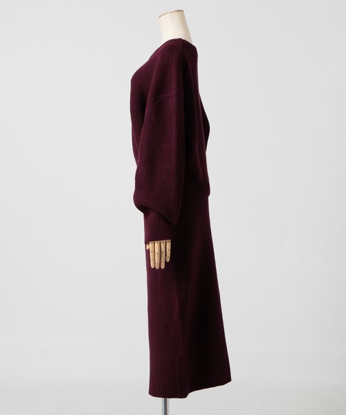 Julia Boutique(ジュリアブティック)の「無地&ボーダーニットセットアップ(ワンピース・レディース・アイボリー/ブラック×ホワイト/ブラック/ボルドー・ONE)」の21枚目の写真