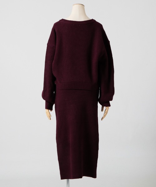 Julia Boutique(ジュリアブティック)の「無地&ボーダーニットセットアップ(ワンピース・レディース・アイボリー/ブラック×ホワイト/ブラック/ボルドー・ONE)」の22枚目の写真