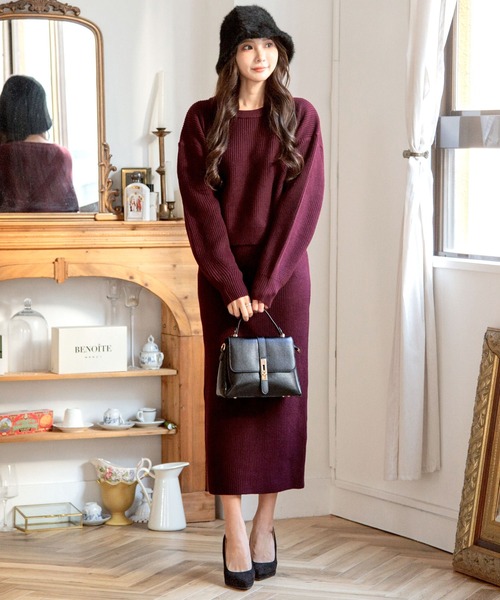 無地＆ボーダーニットセットアップ（ワンピース）｜JULIA BOUTIQUE