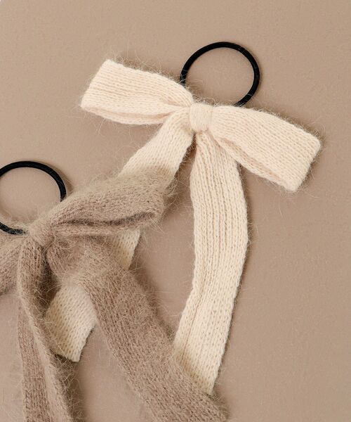 MAJESTIC LEGON（マジェスティックレゴン）の「ニットリボンヘアアクセ（その他ヘアアクセサリー・レディース・ブラウン/アイボリー・FREE）」の5枚目の写真