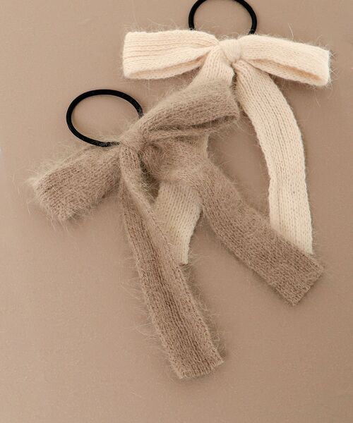 MAJESTIC LEGON（マジェスティックレゴン）の「ニットリボンヘアアクセ（その他ヘアアクセサリー・レディース・ブラウン/アイボリー・FREE）」の6枚目の写真