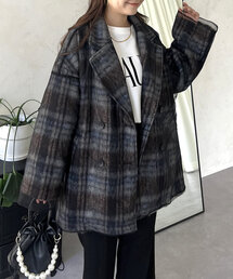 prose verse | シャギーチェックチュールレイヤードミドルコート(ピーコート)