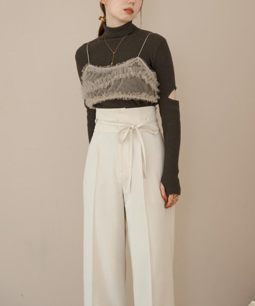 ハイウエストリボンパンツ（その他パンツ）｜hinari（ヒナリ）の