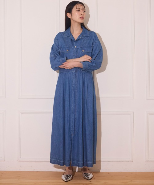 AVIE（アビィ）の「7.5oz デニムマキシワンピース（ワンピース・レディース・インディゴブルー・38）」の9枚目の写真