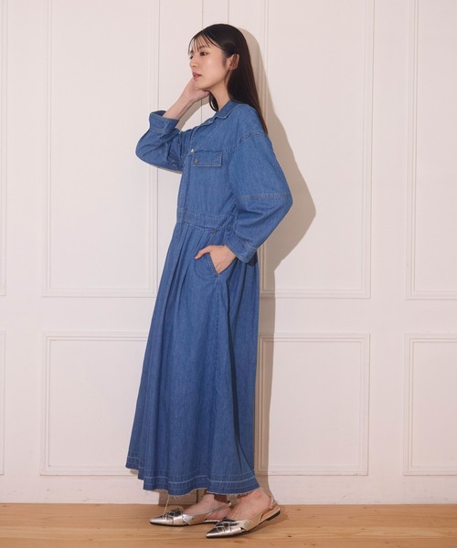 AVIE（アビィ）の「7.5oz デニムマキシワンピース（ワンピース・レディース・インディゴブルー・38）」の10枚目の写真