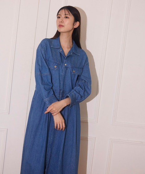 AVIE（アビィ）の「7.5oz デニムマキシワンピース（ワンピース・レディース・インディゴブルー・38）」の13枚目の写真