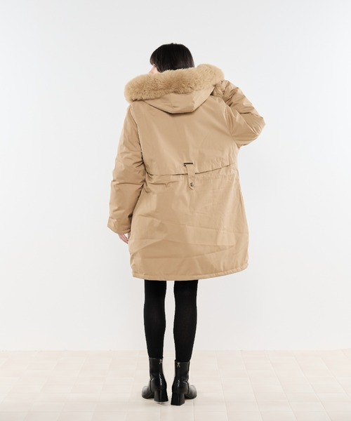 Shelly island（シェリーアイランド）の「2ｗayダウンコート（ダウンジャケット/コート・レディース・ベージュ/ブラック・FREE）」の13枚目の写真