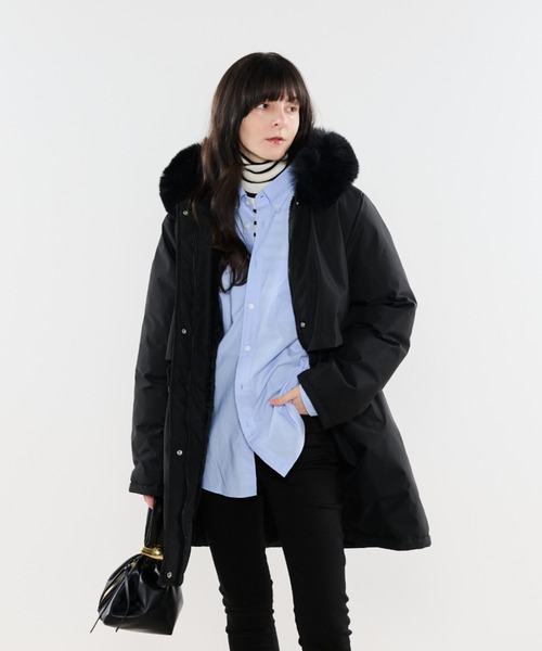 Shelly island（シェリーアイランド）の「2ｗayダウンコート（ダウンジャケット/コート・レディース・ベージュ/ブラック・FREE）」の20枚目の写真