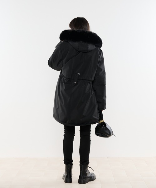 Shelly island（シェリーアイランド）の「2ｗayダウンコート（ダウンジャケット/コート・レディース・ベージュ/ブラック・FREE）」の19枚目の写真