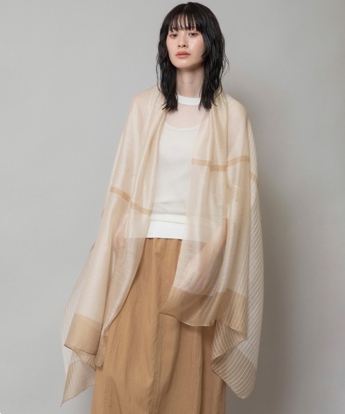 Munich（ミューニック）の「シルクミックスパネルストール（ストール/ショール・レディース・グレー/ベージュ/ミント/アイボリー・FREE）」の7枚目の写真