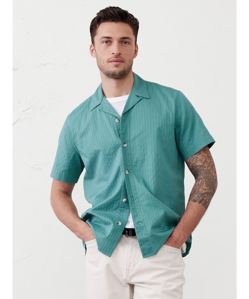 BANANA REPUBLIC FACTORY STORE(バナナリパブリック ファクトリーストア)の「BANANA REPUBLIC FACTORY STORE テクスチャードリゾートシャツ(シャツ/ブラウス・メンズ・グリーン/ブラウン/ライトブルー/ピンク・M/S/XL/L)」の1枚目の写真