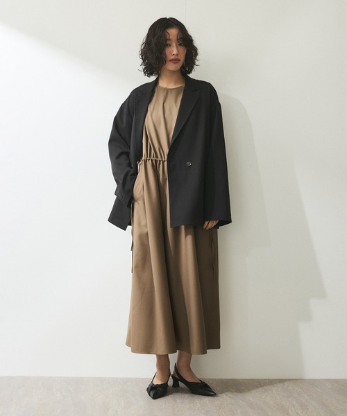 ADAM ET ROPE'(アダムエロペ)の「【ZOZO限定・多サイズ】ドロストリボンワンピース≪Made by ZOZO≫(ワンピース・レディース・ベージュ系その他/ブラック/チャコールグレー・36/34/38)」の11枚目の写真
