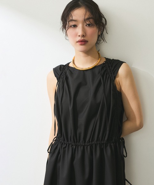 ADAM ET ROPE'(アダムエロペ)の「【ZOZO限定・多サイズ】ドロストリボンワンピース≪Made by ZOZO≫(ワンピース・レディース・ベージュ系その他/ブラック/チャコールグレー・36/34/38)」の12枚目の写真