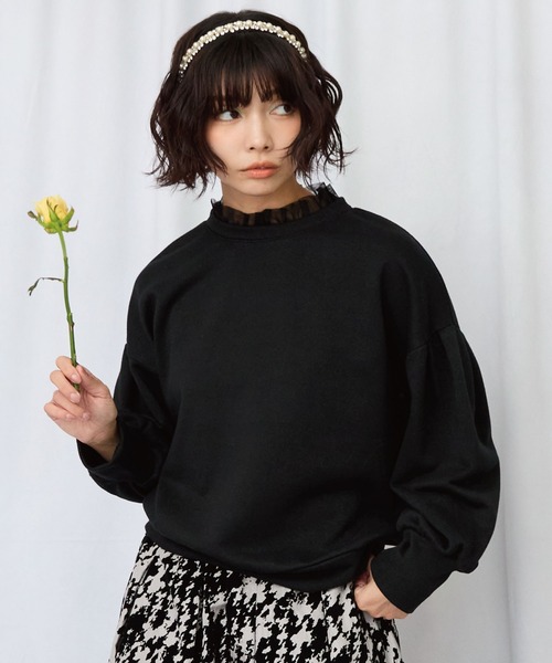 セール】【FONT LAB】チュールレイヤードラメ裏毛スウェット