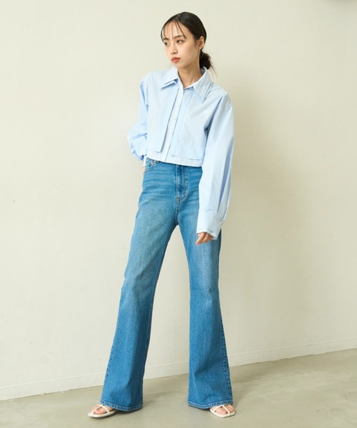 SNIDEL（スナイデル）の「Sustainableレイヤードクロップドシャツ 