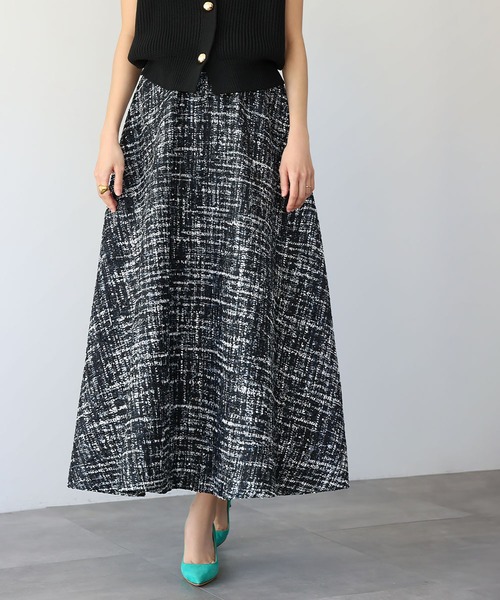 ツイードギャザーミモレ丈スカート（スカート）｜ELFRANK（エル