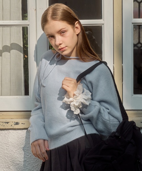 Birthday room(バースデイルーム)の「ワンショルダーリボンカラーニット / one shoulder ribbon color knit(ニット/セーター・レディース・イエロー/ライトブルー・FREE)」の8枚目の写真