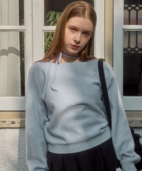 Birthday room(バースデイルーム)の「ワンショルダーリボンカラーニット / one shoulder ribbon color knit(ニット/セーター・レディース・イエロー/ライトブルー・FREE)」の5枚目の写真