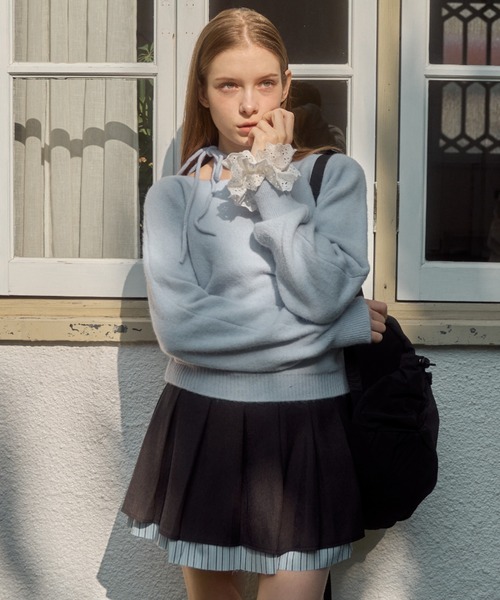 Birthday room(バースデイルーム)の「ワンショルダーリボンカラーニット / one shoulder ribbon color knit(ニット/セーター・レディース・イエロー/ライトブルー・FREE)」の7枚目の写真