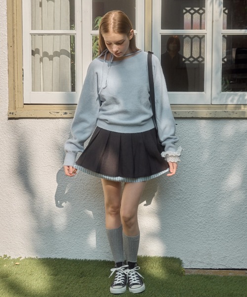 Birthday room(バースデイルーム)の「ワンショルダーリボンカラーニット / one shoulder ribbon color knit(ニット/セーター・レディース・イエロー/ライトブルー・FREE)」の12枚目の写真