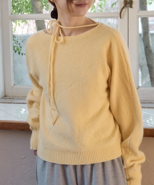 Birthday room(バースデイルーム)の「ワンショルダーリボンカラーニット / one shoulder ribbon color knit(ニット/セーター・レディース・イエロー/ライトブルー・FREE)」の22枚目の写真