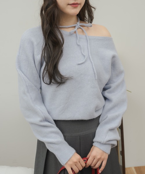 Birthday room(バースデイルーム)の「ワンショルダーリボンカラーニット / one shoulder ribbon color knit(ニット/セーター・レディース・イエロー/ライトブルー・FREE)」の19枚目の写真