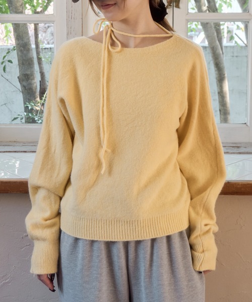 Birthday room(バースデイルーム)の「ワンショルダーリボンカラーニット / one shoulder ribbon color knit(ニット/セーター・レディース・イエロー/ライトブルー・FREE)」の15枚目の写真