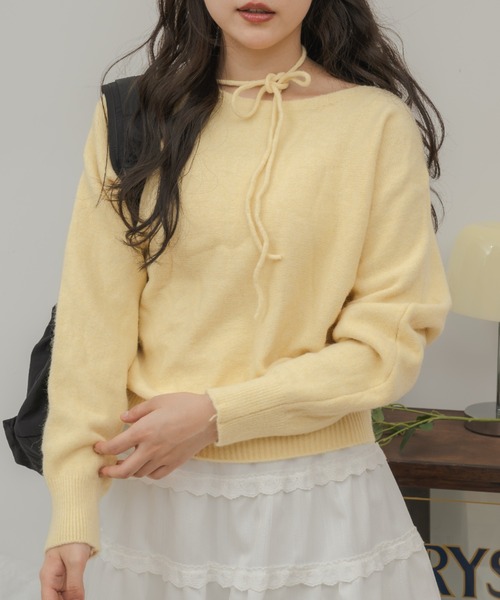 Birthday room(バースデイルーム)の「ワンショルダーリボンカラーニット / one shoulder ribbon color knit(ニット/セーター・レディース・イエロー/ライトブルー・FREE)」の16枚目の写真