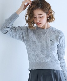 ＜大きいサイズ＞ケーブル編ロゴニットプルオーバー【OtonaSMILE】